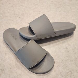 Vince Light Gray Slide Sandals